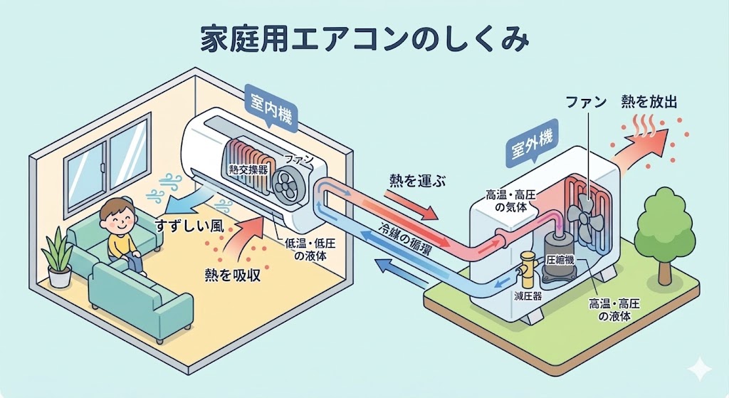 家庭用エアコンのしくみ