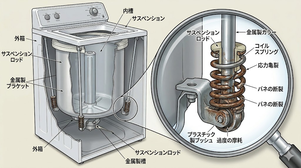 洗濯機のサスペンションの劣化
