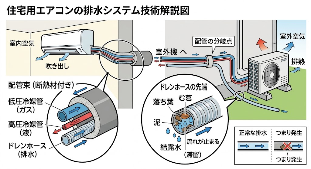 ドレンホースの仕組みと詰まりの原因