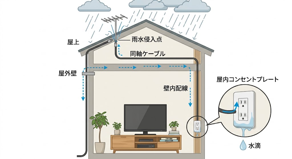 アンテナ周辺の水漏れトラブル