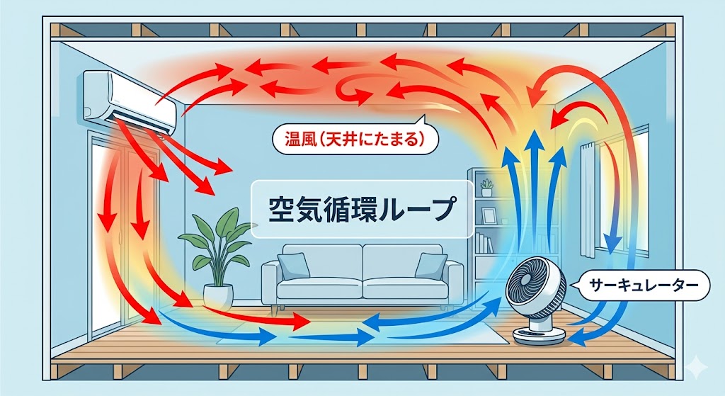 サーキュレーターによる空気循環