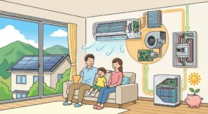 太陽光発電・蓄電池と連携してエアコンの電気代をゼロに近づけるエコな暮らし