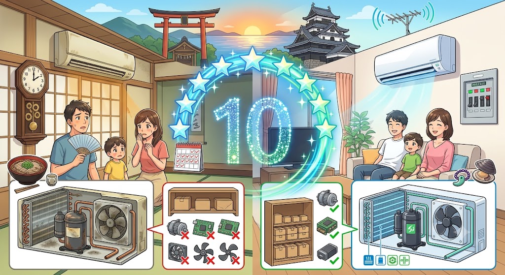 エアコンの寿命は10年？メーカーの部品保有期間から考える最適な買い替え時期