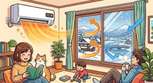 【新潟県】エアコン暖房の熱を逃がさない！窓の断熱シートと二重窓で実現する冬のエコ対策