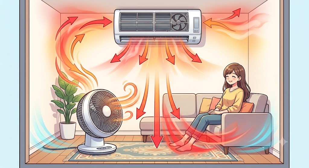 エアコン暖房だけだと足元が寒い！サーキュレーターで暖かい空気を下げる方法