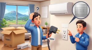 【新潟県弥彦村】新品のエアコンのコンセントが合わない！100Vの部屋に200V用を取り付けるための解決策