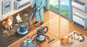 【神奈川県山北町】ペットと暮らすご家庭へ！抜け毛と皮脂で傷んだフローリングの安全なワックス剥離と再コーティング術