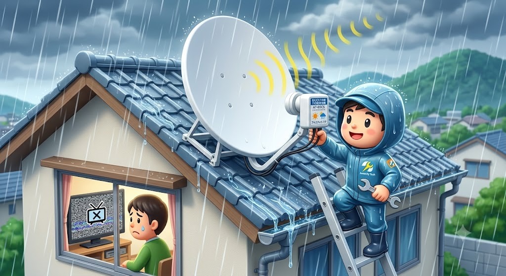 【岡山県里庄町】大雨や豪雨の時だけBS・CS放送が映らない！降雨減衰の仕組みとアンテナ方向の重要性