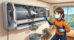 【東京都稲城市】エアコンからツンとする酸っぱいニオイが！フィルター清掃で消えないカビの根本原因