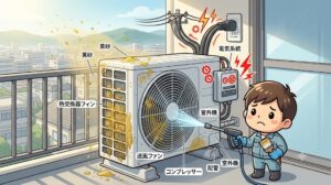 【東京都八王子市】春の黄砂飛来にご注意を！エアコン室外機の泥汚れによる電気代増加を防ぐメンテナンス術