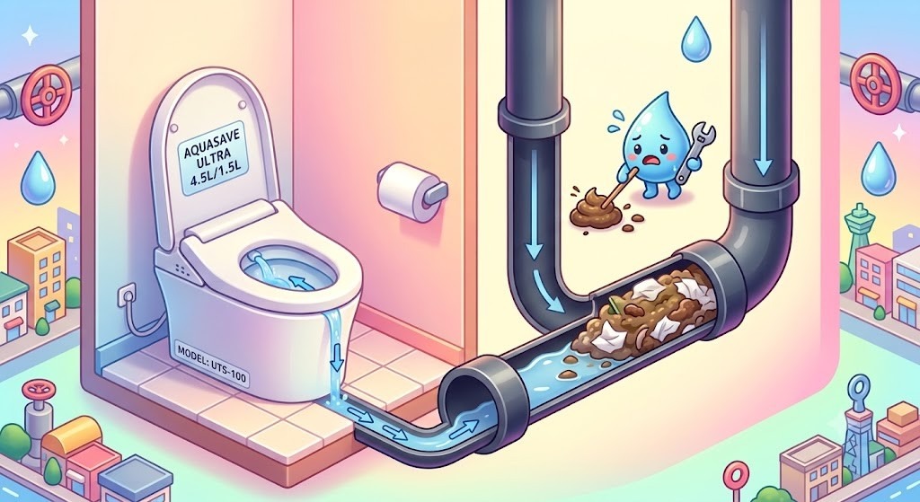 【大阪府松原市】最新の超節水型トイレに変えてから頻発する詰まりトラブル！古い排水管との相性と根本的な解消法