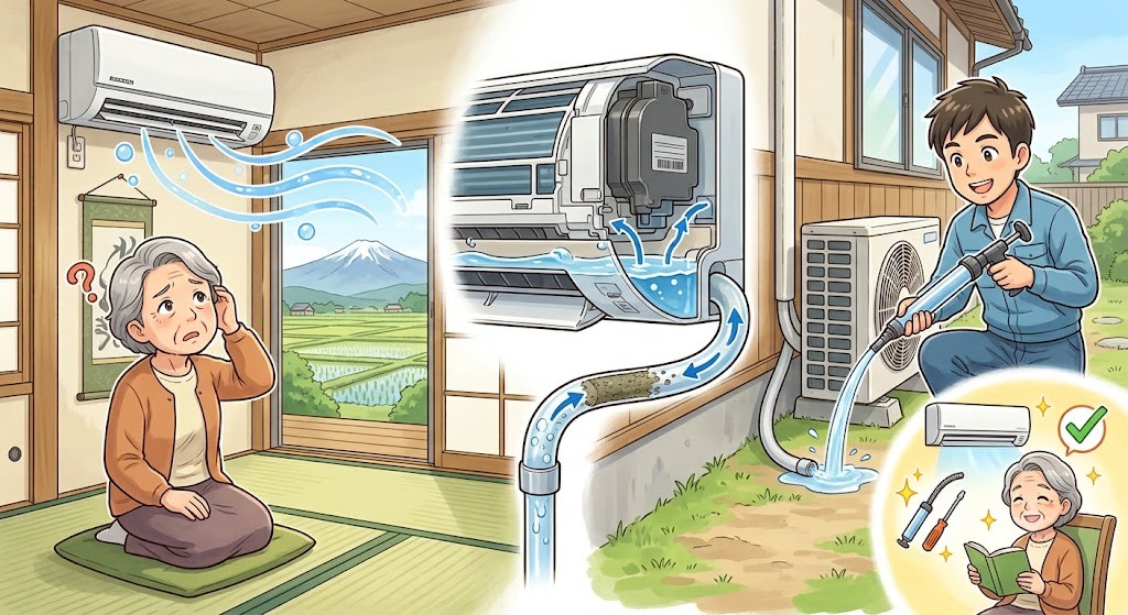 【山形県三川町】エアコンから聞こえる「ポコポコ」音の正体は？高気密住宅ならではの原因と安全な解消手順