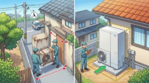 【埼玉県越谷市】エコキュート買い替えの落とし穴を回避！搬入経路と設置スペースの確認ガイド